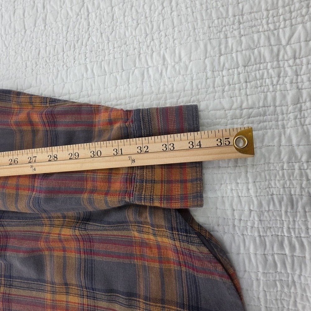Lucky Brand Shirt Men's L Orange Gray Grey Plaid Saturday Stretch Snap Buttons - Picture 14 of 16